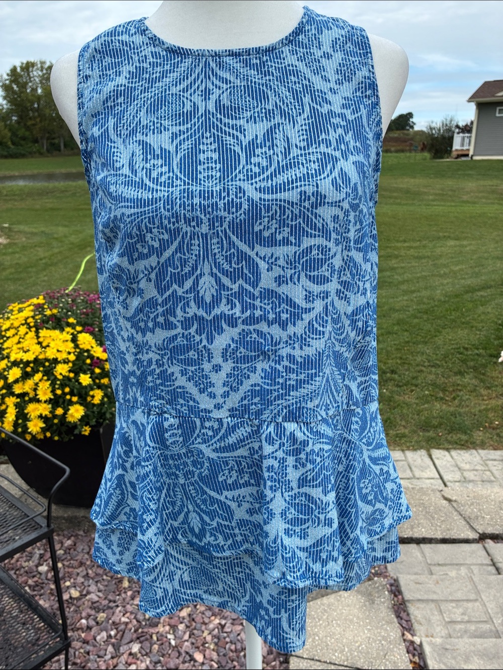 Michael Michael Kors Floral Peplum Sleeveless Top M